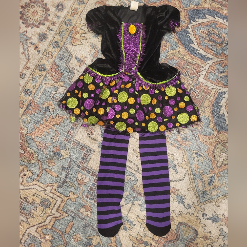 Kids Witch Costume with Purple and Green Accents